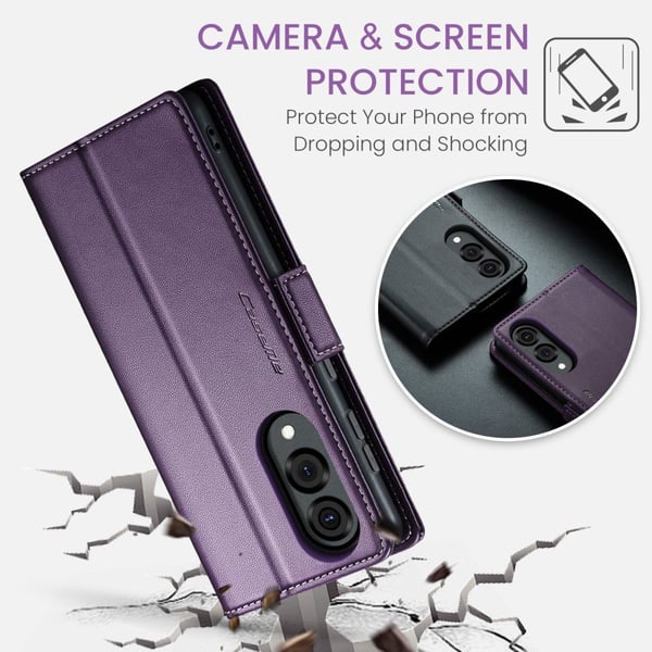 CaseMe Slim Plånboksfodral RFID-skydd Samsung Galaxy S25 Edge Lila