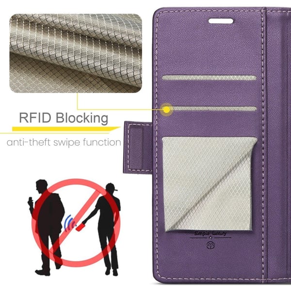 CaseMe Slim Plånboksfodral RFID-skydd Samsung Galaxy S25 Edge Lila