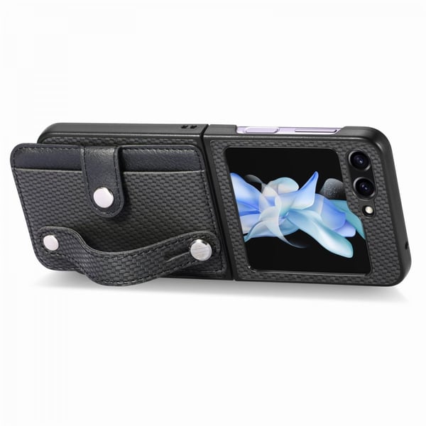 Skal Samsung Galaxy Z Flip 7 FE Kortfack + Handstrap Svart