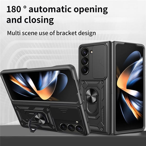 Hybridskal Samsung Galaxy Z Fold 7 Ring + Kameraskydd Svart