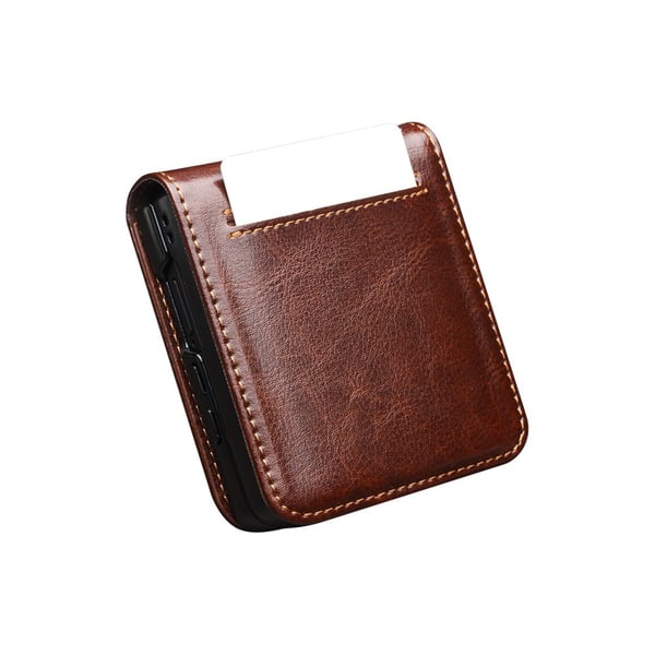 Qialino Leather Wallet Case Samsung Galaxy Z Flip 7 Brown