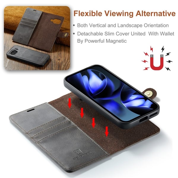 DG.MING 2-in-1 Magnet Wallet Google Pixel 9a Brown