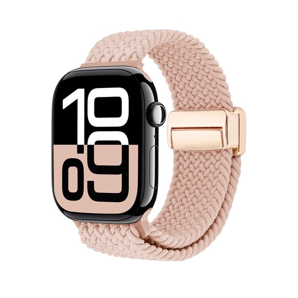 Elastiskt Vävd Nylonarmband Apple Watch 45mm Series 9 Rosa