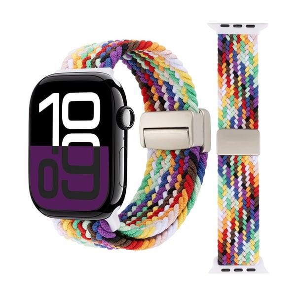 Elastiskt Vävd Nylonarmband Apple Watch Ultra 2 49mm Regnbåge