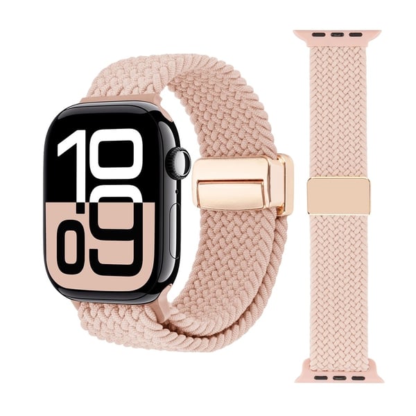Elastiskt Vävd Nylonarmband Apple Watch 41mm Series 9 Rosa