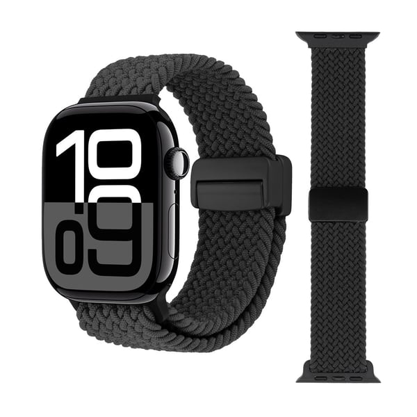 Elastiskt Vävd Nylonarmband Apple Watch 41mm Series 9 Svart