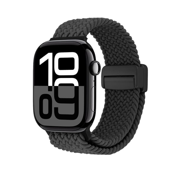 Elastiskt Vävd Nylonarmband Apple Watch 41mm Series 9 Svart