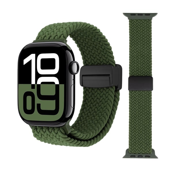 Elastiskt Vävd Nylonarmband Apple Watch 38/40/41mm Grön