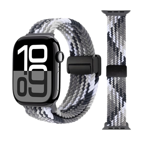 Elastiskt Vävd Nylonarmband Apple Watch 41mm Series 9 Multifärg Svart