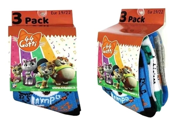 3-pak sokker med 44 katte