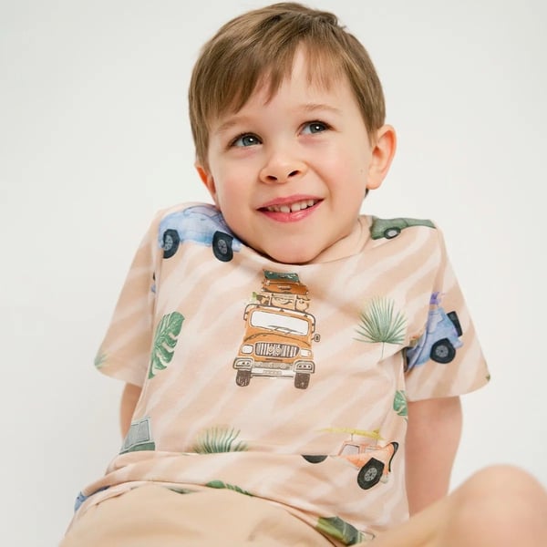 Ma-ia Familie Safari Biler T-shirt beige