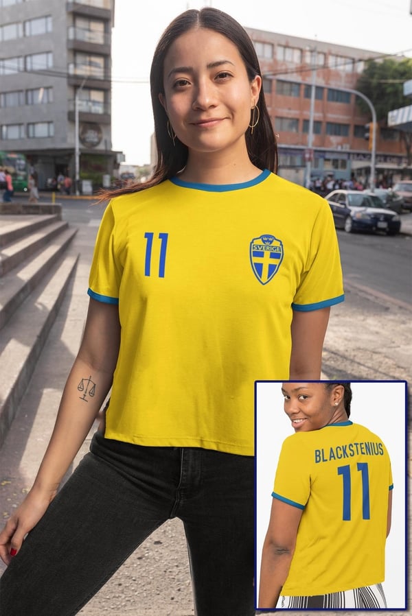 Sverige Supporter T-shirt –Blackstenius 11 Ringer sweden t-tröja tryck
