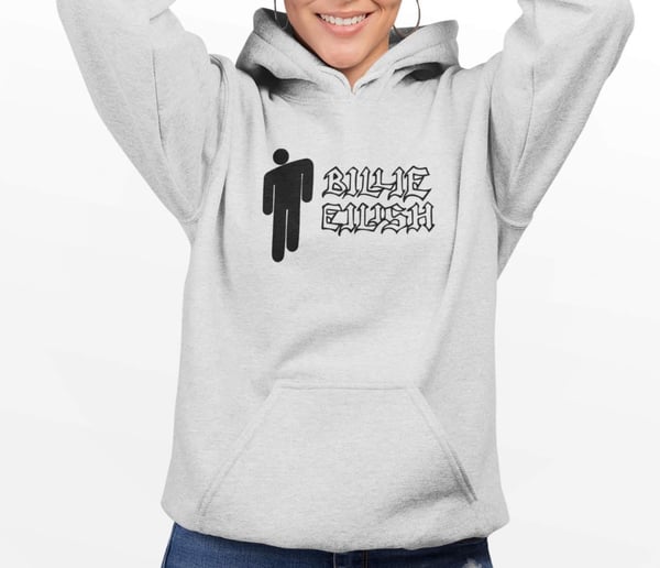 Billie Eilish grå huvtröja sweatshirt tröja t-shirt logo