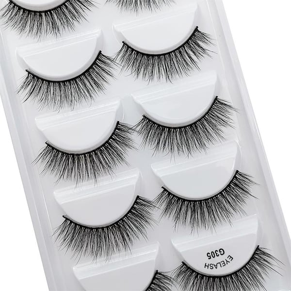 5 par falske øyevipper - 3D faux mink - G305