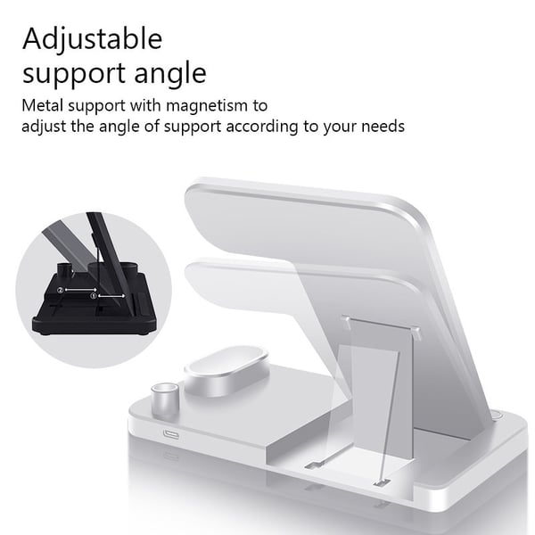 Hvit 4 - 1 ladestasjon for iPhone, Apple Watch, AirPods, Apple Pencil 1/2.