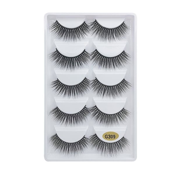 5 par falske øyevipper - 3D faux mink - G309