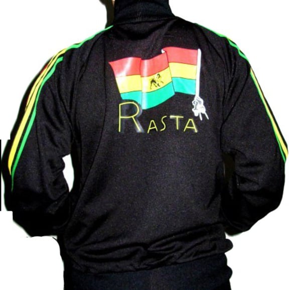Rasta Genser Glidelås - Svart med Rasta Print