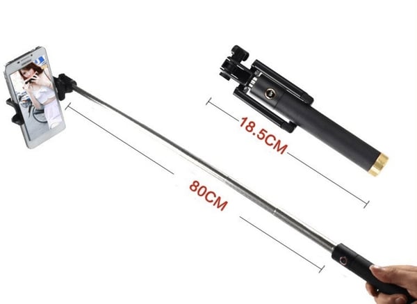 Selfiestick kompakt svart/blå, Avtryckare  Flera färger