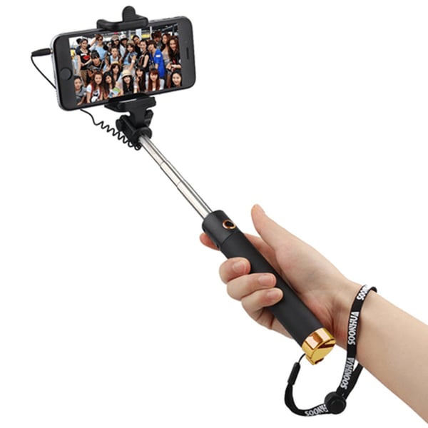 Selfiestick kompakt svart/blå, Avtryckare  Flera färger