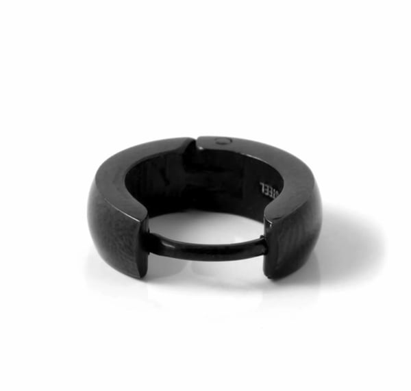 Øredobber - Stålringer helblank SVART 4/14 mm