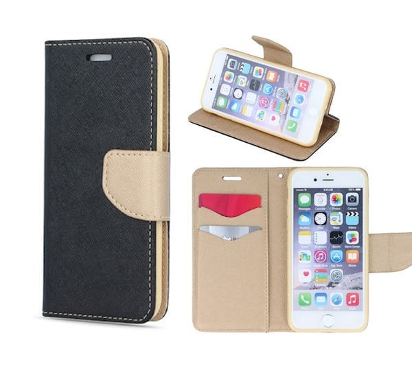 Huawei P30 Lite - Smart Fancy Cover Mobilpung - Sortguld