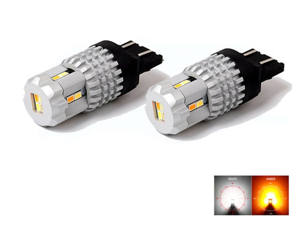 T20 7443 W21/5w Led Dualcolor gul-vit  2-pack w3x16q w316q