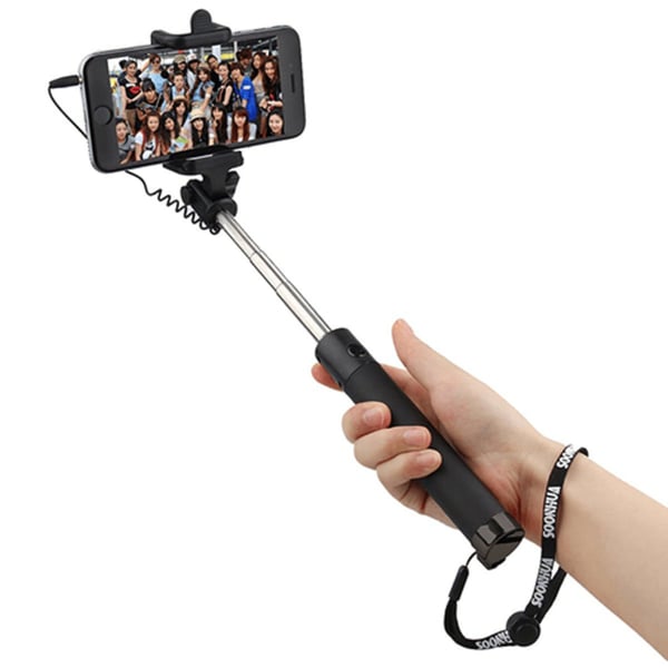 Selfiestick kompakt svart/blå, Avtryckare  Flera färger