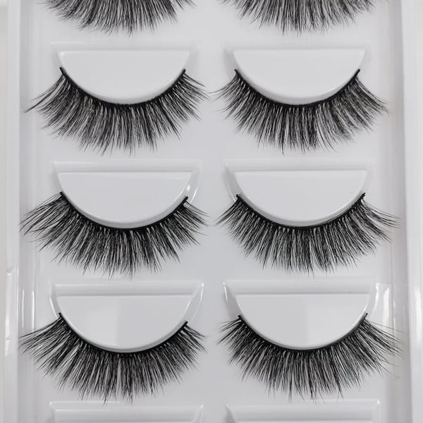 5 par falske øyevipper - 3D faux mink - G502