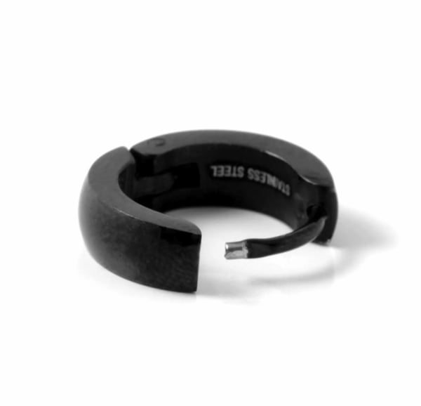 Øredobber - Stålringer helblank SVART 4/14 mm