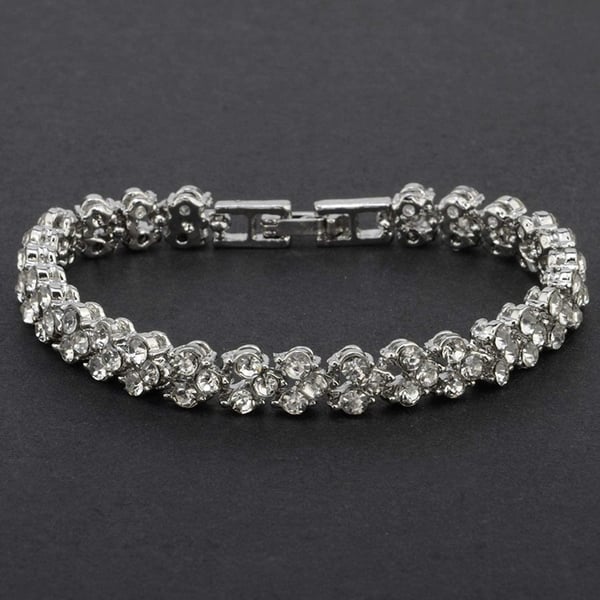 Klassisk Armbånd med Strass - Sølv