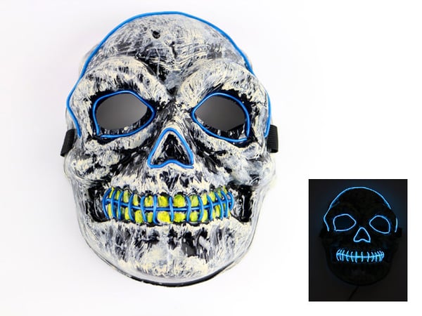 Mask dödskalle med Glowstrip Blå Mask dödskalle med Glowstrip Blå