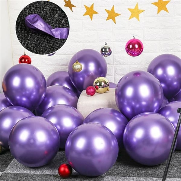 10x glanset perle oppustelig krom balloner metallisk lilla