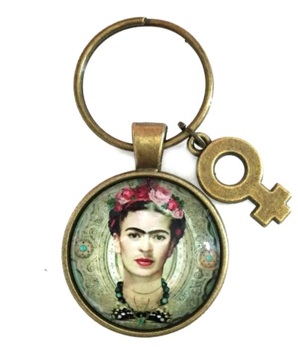 Nyckelring Frida Kahlo Feminist Feminism Ikon Symbol Bronsfärgad