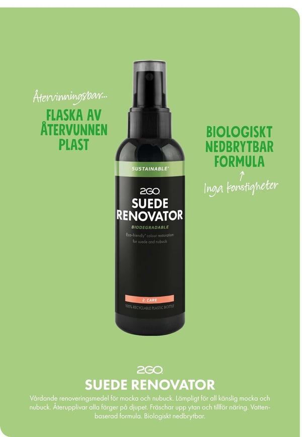 impregneringsspray mocka, 2GO SUSTAINABLE SUEDE RENOVATOR 150 ml