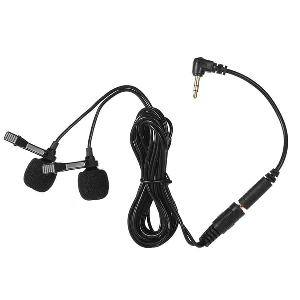 Lavalier Lapel Dual Head Mikrofon Mikrofon 3.5 mm lydplugg