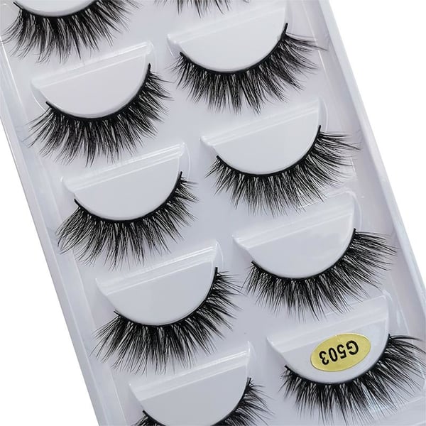 5-par lösögonfransar - 3D faux mink - G503