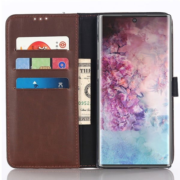 Crazy Horse Pung Etui til Samsung Galaxy Note 10 - Kaffe