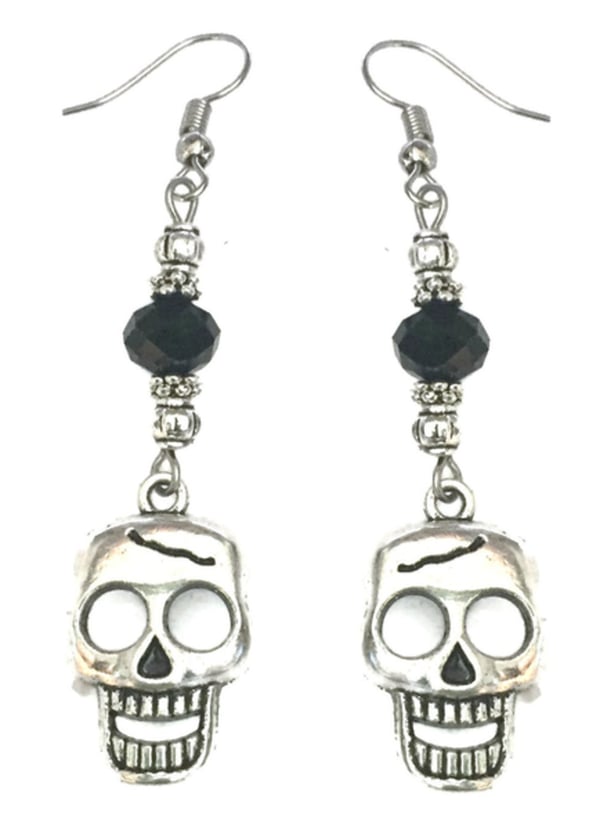 Örhängen Dödskalle Silver Skull Halloween Svart Rostfri Krok