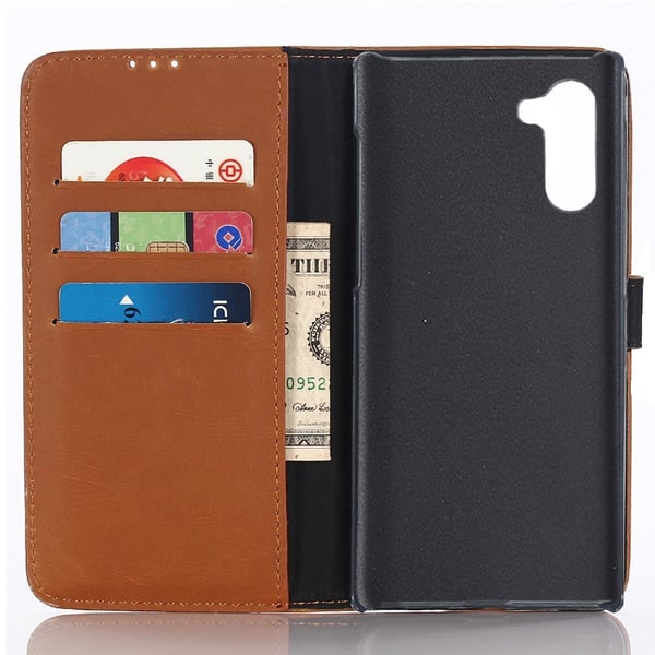 Crazy Horse Pung Etui til Samsung Galaxy Note 10 - Brun