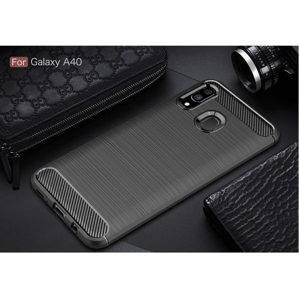 Samsung Galaxy A10 Karbonfiber Teksturdeksel - Svart