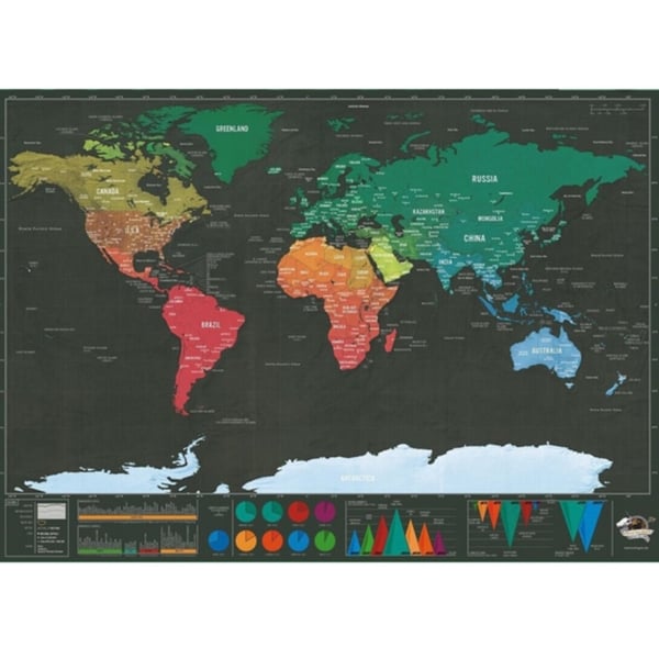 Karta med Skrapa / Scratch Map / Världskarta - 42 x 30 cm