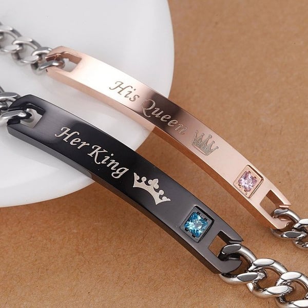 Pæresmykker - Pararmbånd -  Her King / His Queen