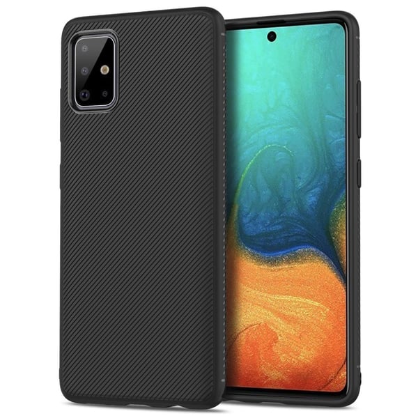Jazz Twill Texture TPU Cover til Samsung Galaxy A71 - Sort