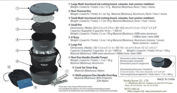 SOTO NAVIGATOR COOK SET SSOD-501