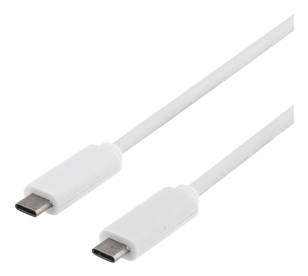 DELTACO USB 3.1 -kaapeli, Gen 1, tyyppi C - tyyppi C, 0,5 m, 3 A, valkoinen