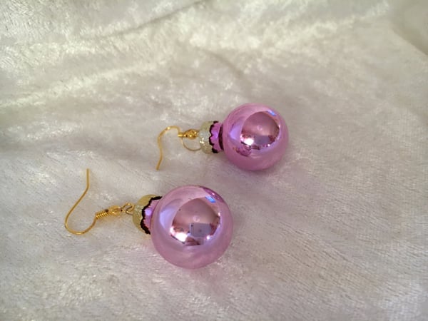 Guld Örhängen till Jul / Christmas - Rosa Blanka Julkulor