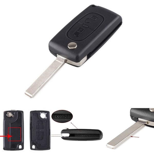 Flip nøkkel vesken skall 2 knapper CE0523 VA2 blad for PEUGEOT Flip nøkkel vesken skall 2 knapper CE0523 VA2 blad for PEUGEOT