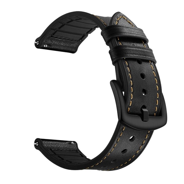 Skinn+Silikonstropp til Huawei Watch GT2 42mm - Svart