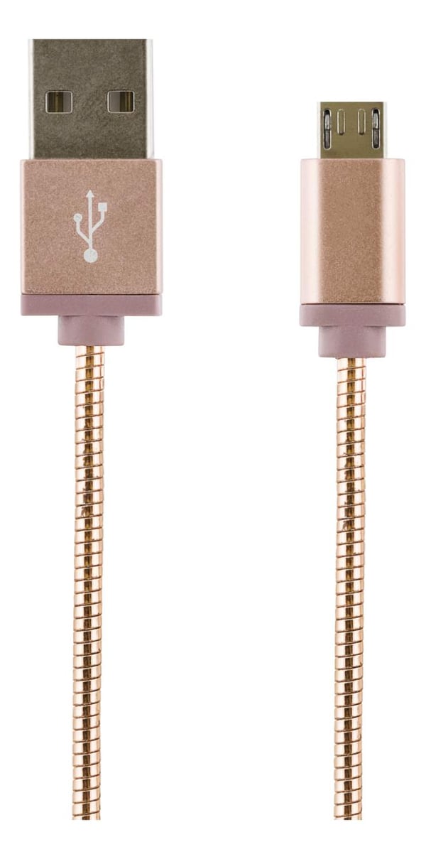 STREETZ USB-synkronointi-/latauskaapeli, metallipäällysteinen Micro USB 1m