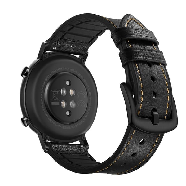 Skinn+Silikonstropp til Huawei Watch GT2 42mm - Svart